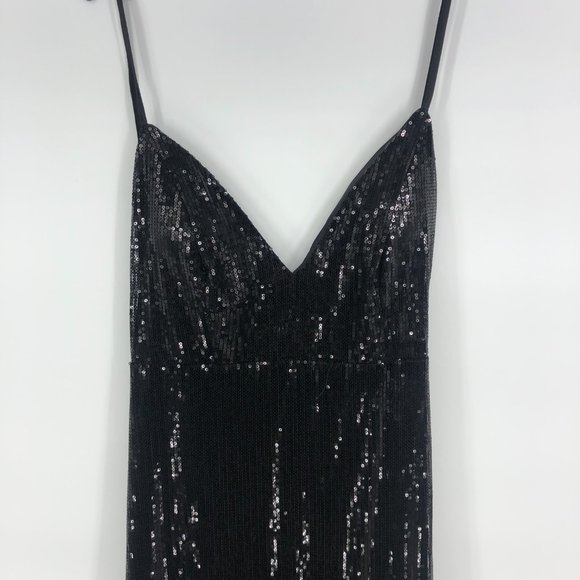 ARIEL SEQUIN BACKLESS GOWN DRESS Black Maxi Gown Large NWT *flaw* $345 - Picture 4 of 9